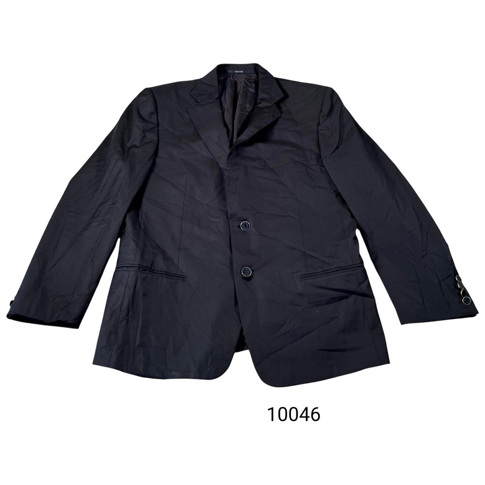 Ermenegildo Zegna Blazer Jacket Mens 52R Black Lined Wool Single Breasted Career